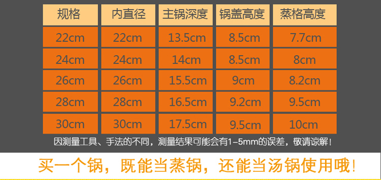 
                                                            家兴（JYX） 家兴二层多用蒸锅家用不锈钢双层大蒸锅加厚燃气灶电磁炉通用 30cm单底双层蒸锅                