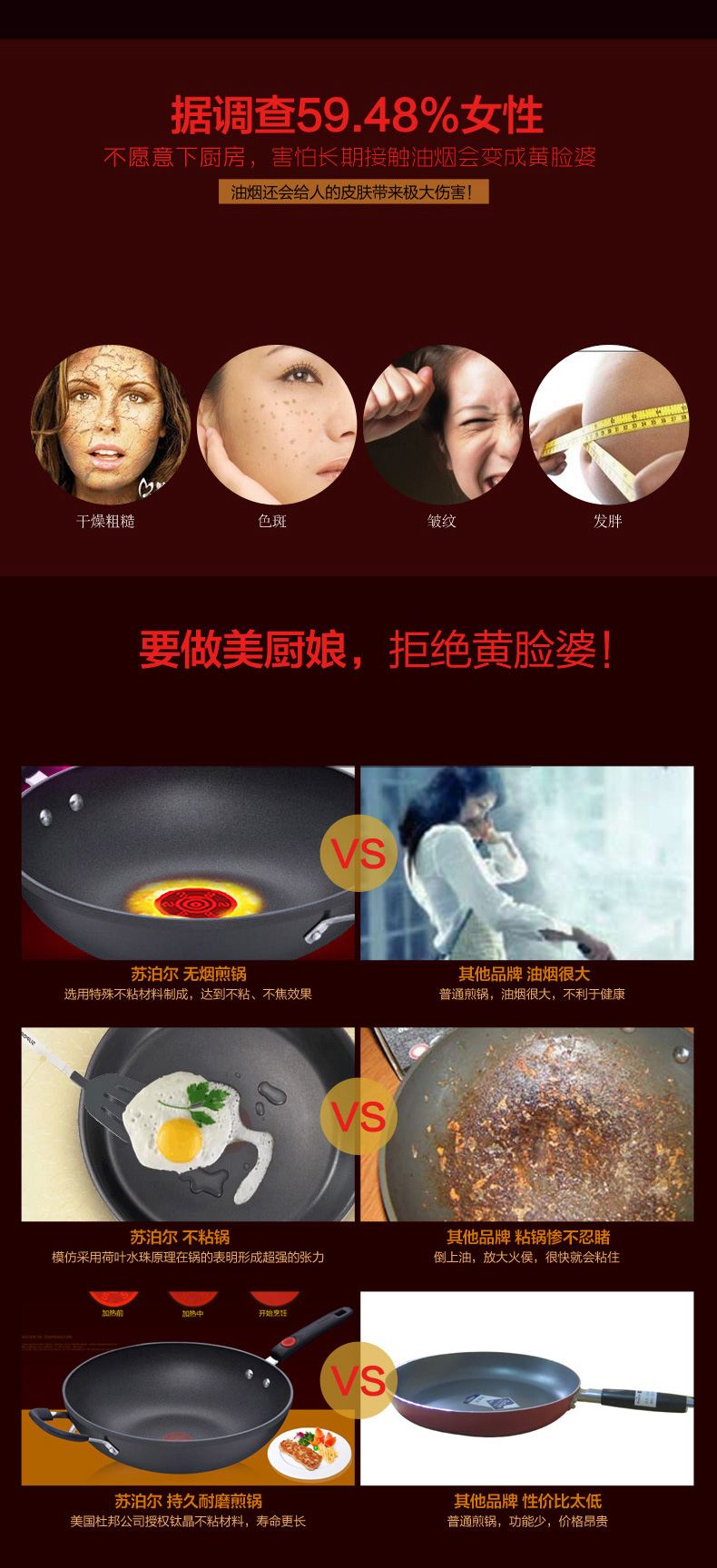苏泊尔Supor 火红点二代无油烟不粘炒锅PC32R4 明火燃气灶专用32CM锅具