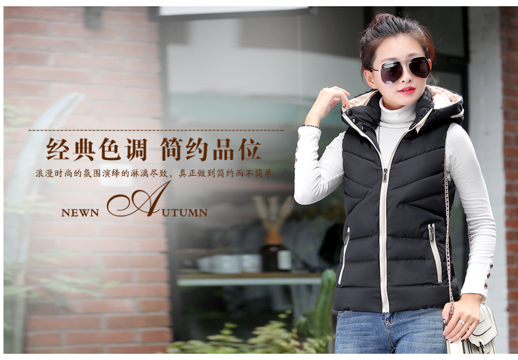 羽绒棉服女短款马甲韩版轻薄连帽可拆韩范百搭马夹背心羽绒棉服外套 白色 L