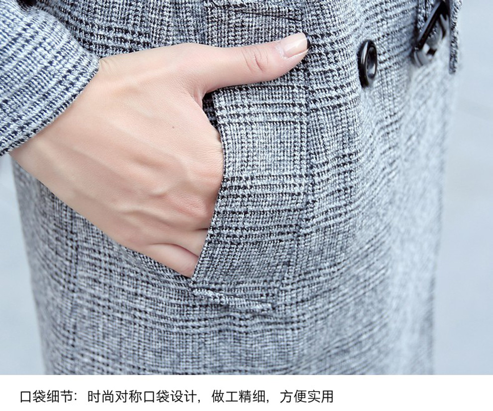 诺拉斯丁 2015秋装新款韩国大码女装气质时尚翻领双排扣中长款女式风衣外套 咖啡色 XL