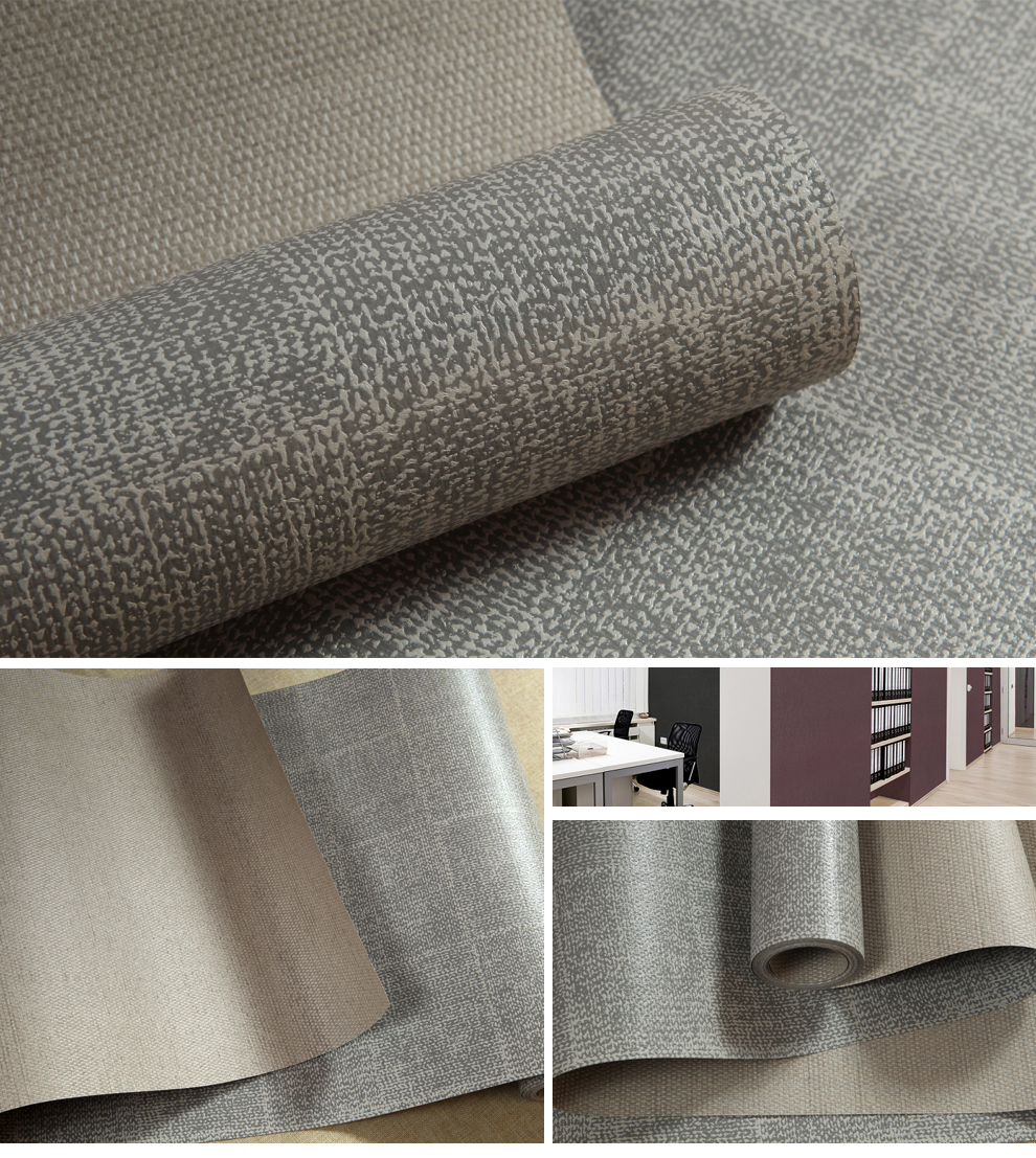 原装进口真石漆海吉布浅灰色墙纸工程装修材料玻纤壁布免刷漆墙布