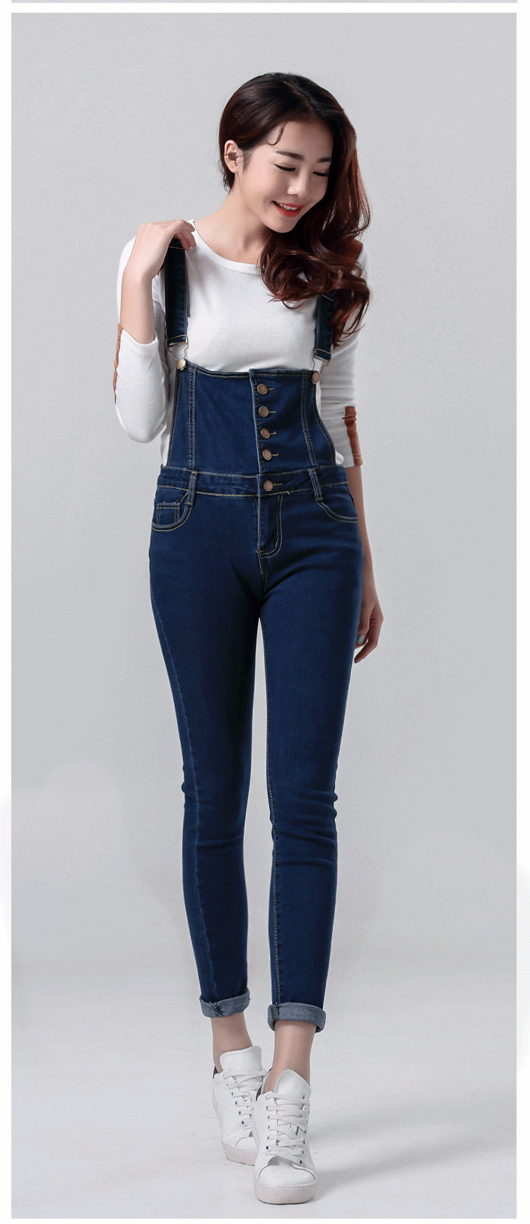 圣豪兰2016年新款时尚修身韩版牛仔裤子女牛仔背带裤潮女吊带连体裤
