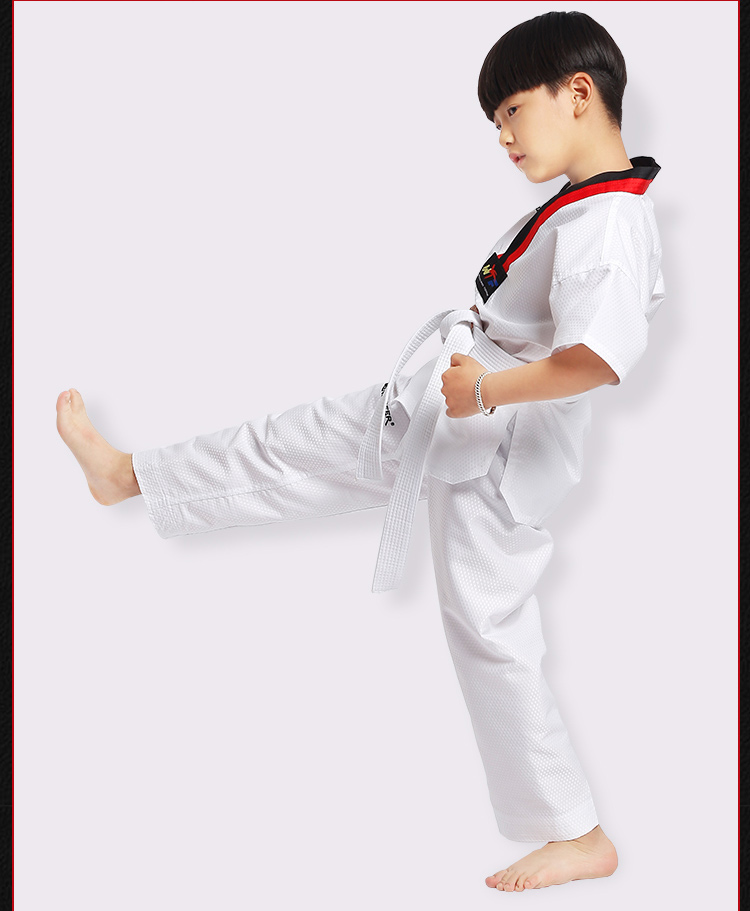 套装长袖夏季儿童男女成人纯棉跆拳道服台抬拳道服装训练 短袖短裤