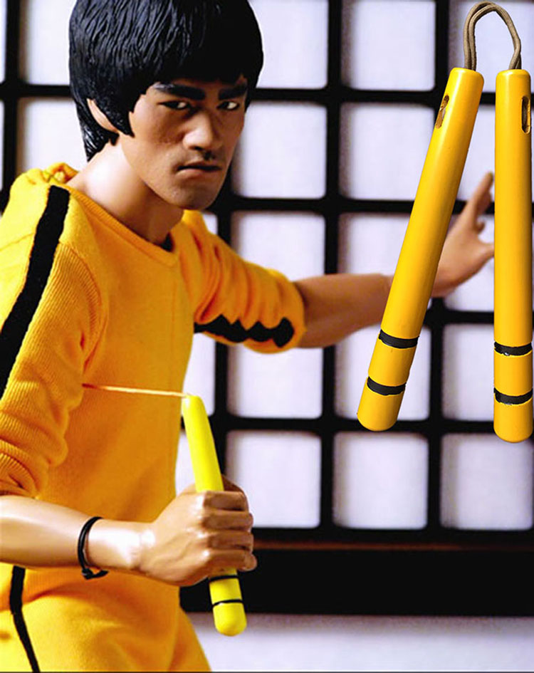 ruaisen黄体双节棍李小龙电影死亡游戏的道具棍收藏型练习型黄体棍送