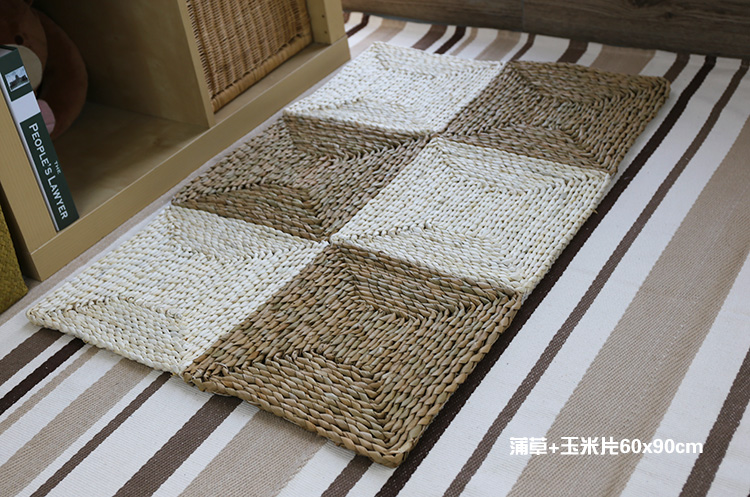 兰诗 草编地毯 地垫 门口垫 防滑垫 脚垫 坐垫 蒲草+玉米皮120*180cm