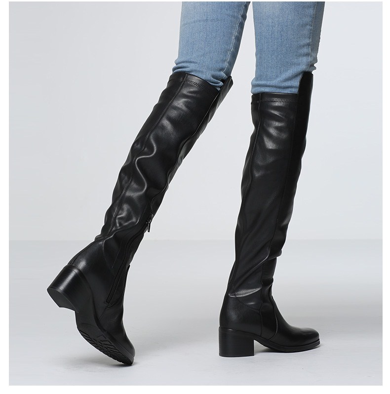 staccato/思加图冬季专柜同款黑色牛皮女长靴(绒里)9sf12dc6 紫红 34