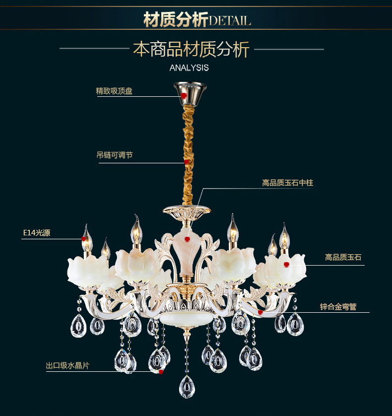 耀力欧式水晶吊灯客厅灯现代简欧蜡烛水晶灯酒店别墅吊灯灯具灯饰 单头配出口级水晶 白光灯泡