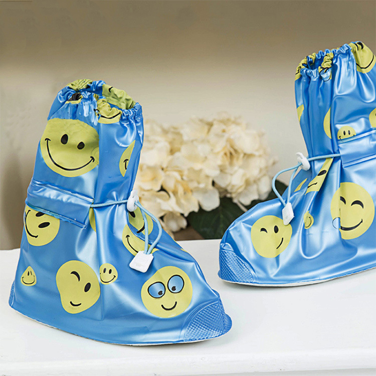 9i9久爱久儿童雨鞋套卡通笑脸鞋套防水防磨鞋套雨靴1800312蓝色笑脸l