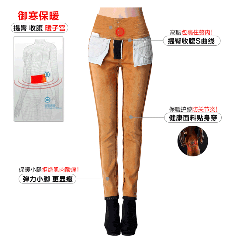 季芸2015秋冬新款加绒加厚牛仔裤女糖果色高腰小脚铅笔裤长裤女 黑色加绒 29码