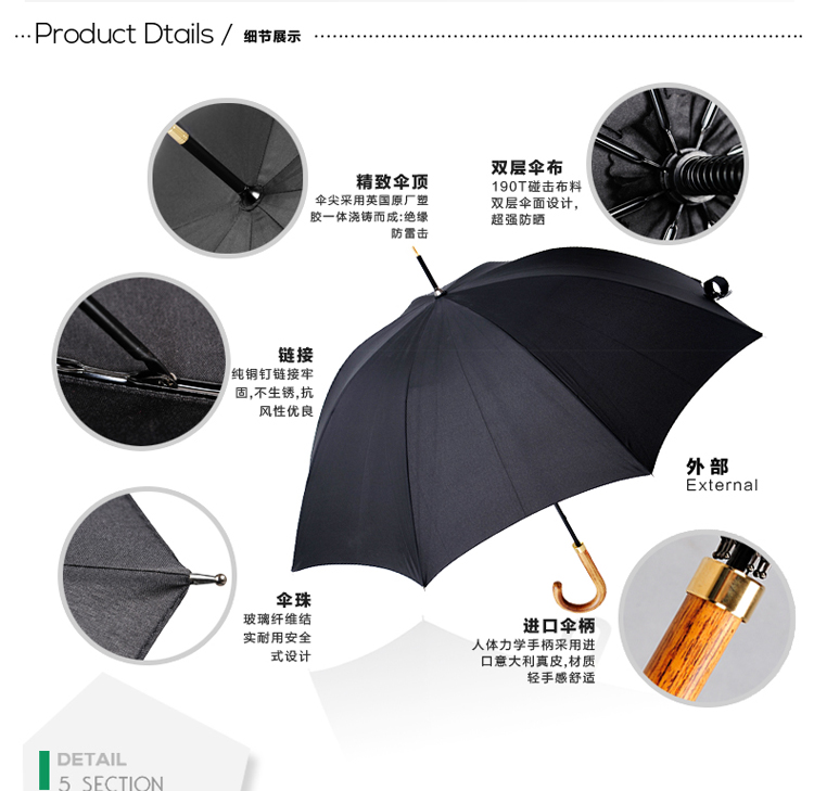 富尔顿复古绅士雨伞手工木柄伞商务男士伞进口礼品伞超大伞面
