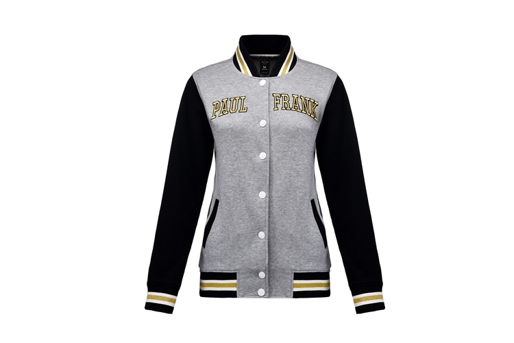2015秋冬新款paulfrank大嘴猴卫衣男女情侣款棒球服外套韩版时尚休闲上衣拉链印花 男款黑色 L