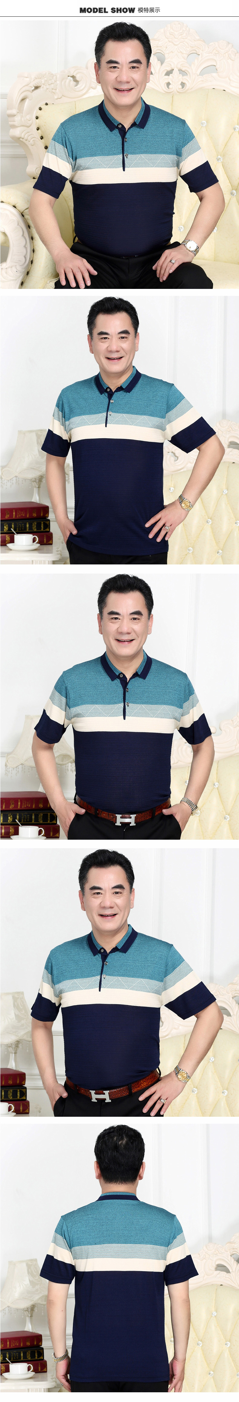 南极人爸爸短袖t恤男夏装40-50岁中年人中老年男装衣服冰丝polo衫 agr