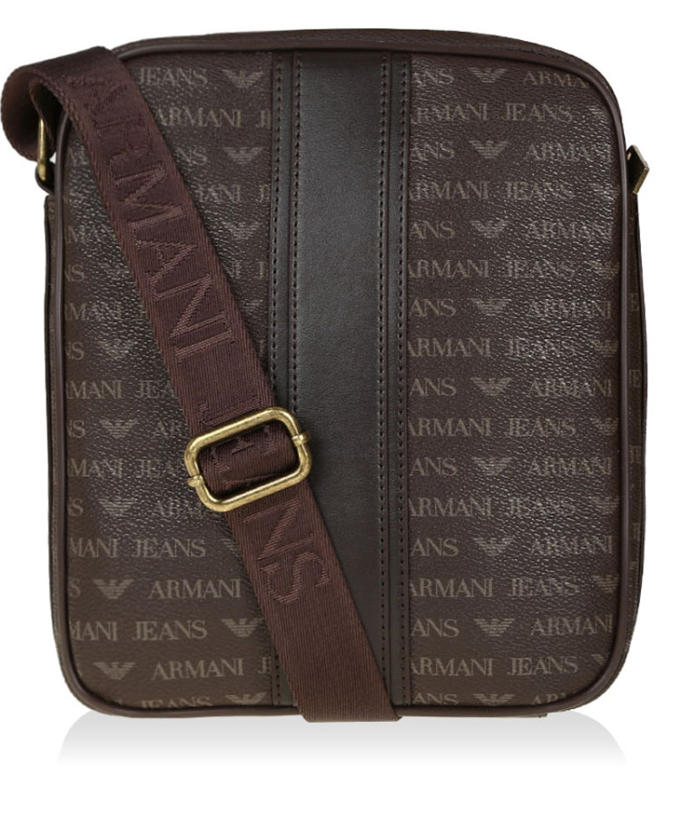阿玛尼armani男包斜挎包棕色pvc06204j4