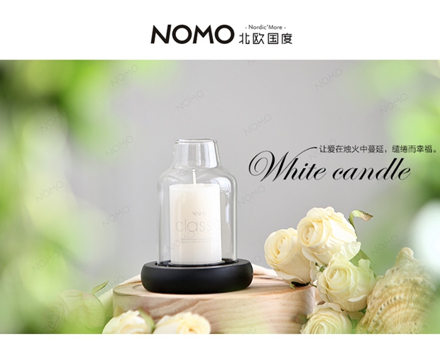 
                                        北欧国度 NOMO 现代简约玻璃烛台摆件 烛光晚餐婚庆道具玻璃罩子摆设 纯色中号套装                