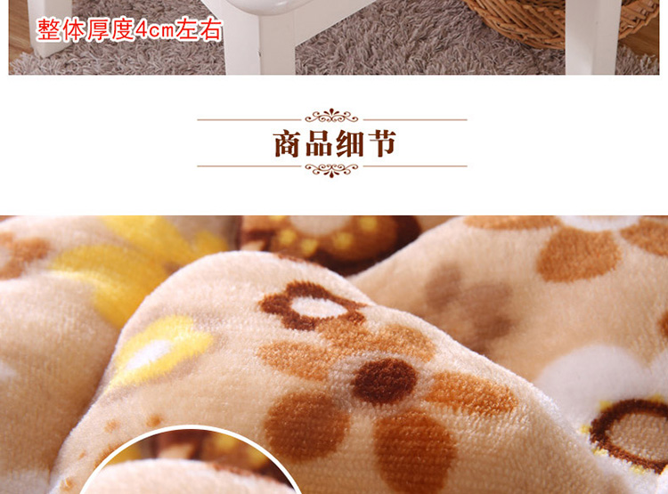 圣榜家纺 法莱绒小方垫 椅垫办公室餐椅垫坐垫棉布艺加厚 保暖透气凳子坐垫 白点豹纹-餐椅垫 38*40cm