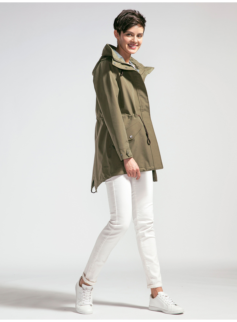 法国aigle 艾高 女士gtx防水透汽鱼尾中长款风衣trimarlowe 绿茶色 h2