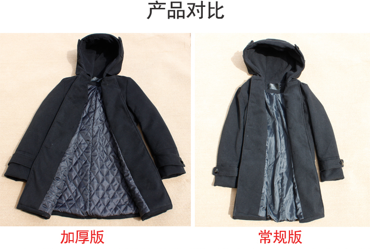 
                                        安依莲毛呢大衣女 韩版女装冬季新款双排口大码中长款加厚连帽外套 灰色普通款 L                