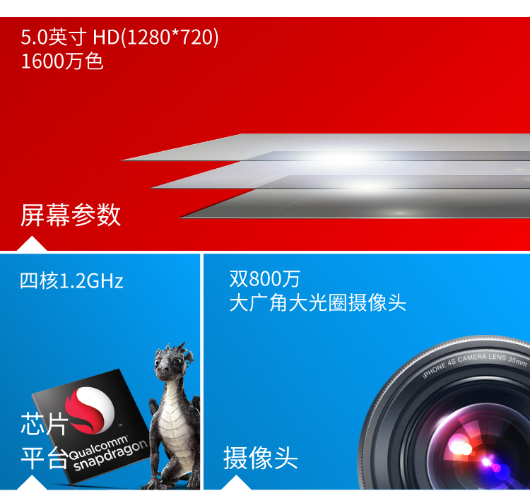 中兴(ZTE)小鲜 A880 电信4G  双卡双待 智能手机 智尚白