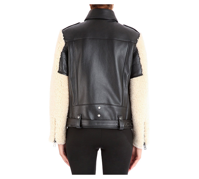 coach 蔻驰 2015秋冬女士拼接长袖皮衣 86209 米色 s