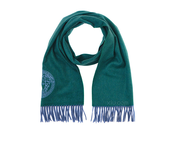 versace 范思哲 男女同款羊毛logo图案围巾 绿色 f