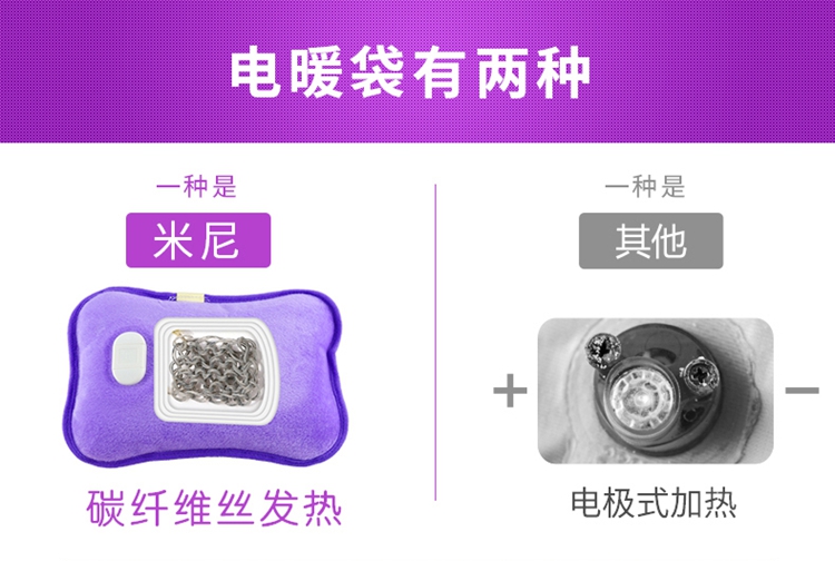 
                                        米尼miny 充电热水袋暖水袋暖手宝暖宝注水电暖宝 水电分离防爆电暖袋 K607粉色                