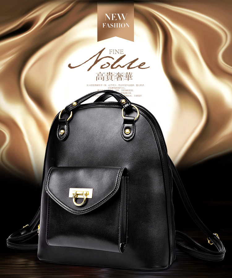 俊仕保罗 双肩包女潮韩时尚双肩背包女书包手提包 黄色