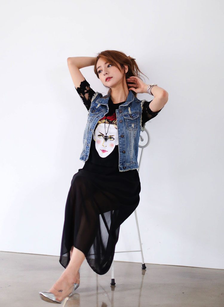 茉漫2016春装新款韩版牛仔马甲女 蓝色 4XL