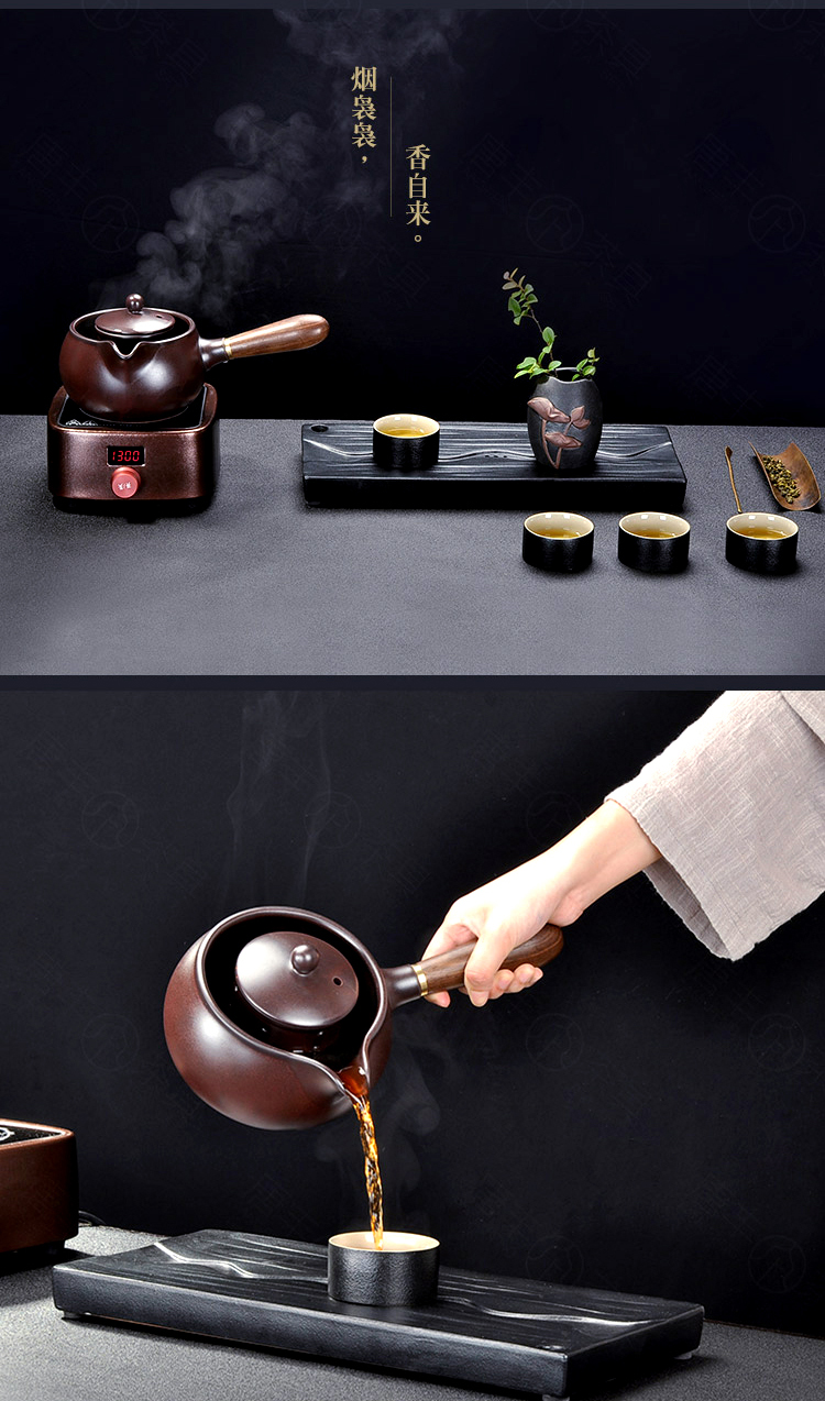 唐丰 陶瓷煮茶器电陶炉电热黑茶普洱泡茶壶侧把功夫烧水壶迷你家用 沁