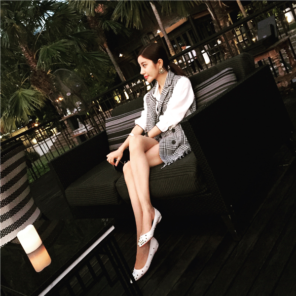 澜槿 2015秋装新款气质无袖流苏马甲时尚套装2101 图片色 L
