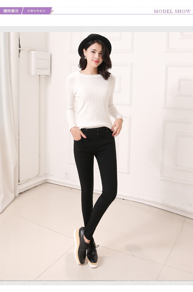 欧娅怡2015年加厚加绒打底裤女秋冬款小脚裤弹力紧身中腰保暖裤子女2201 图片色 28码