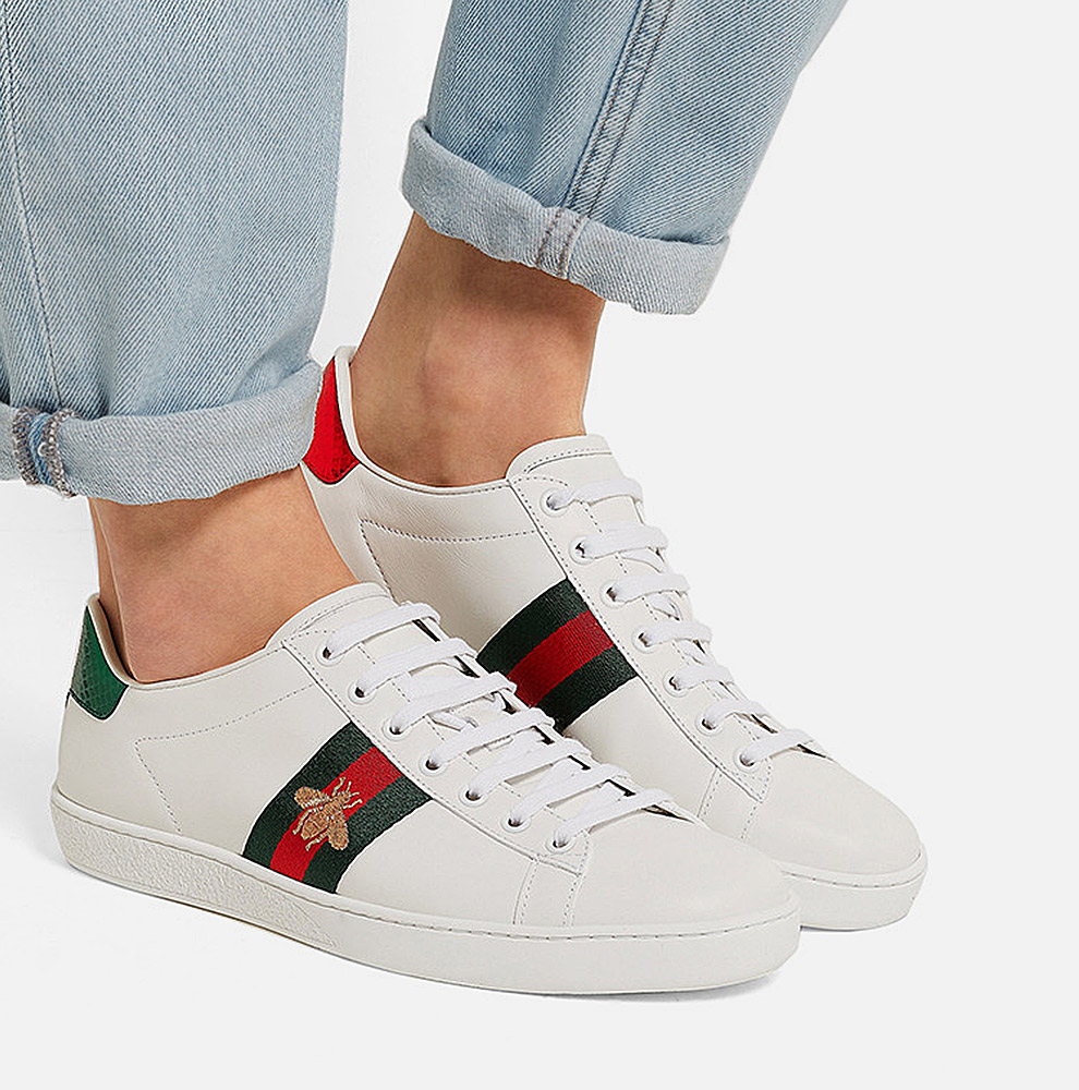 gucci古驰女鞋古奇小白鞋ace系列皮革休闲运动板鞋 米奇限量款 602129