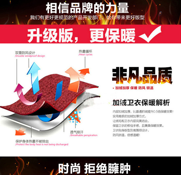 2016新款韩版女装卫衣 秋冬装加绒加厚保暖中长款女士修身显瘦卫衣外套 灰色 L