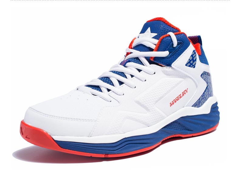 361度篮球鞋 男鞋 马布里实战高帮战靴 运动鞋 白/深蓝 44