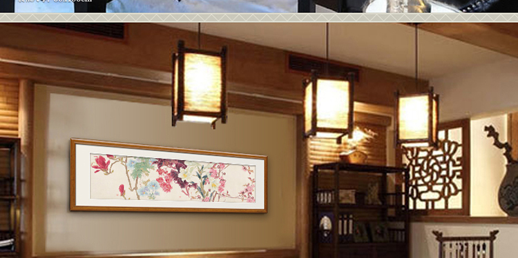 橙舍 客厅装饰画中式沙发背景墙画有框书房挂画卧室床头画现代餐厅牡丹国画花卉 戴志文百花齐放 古韵桃木01 装裱高37*长138