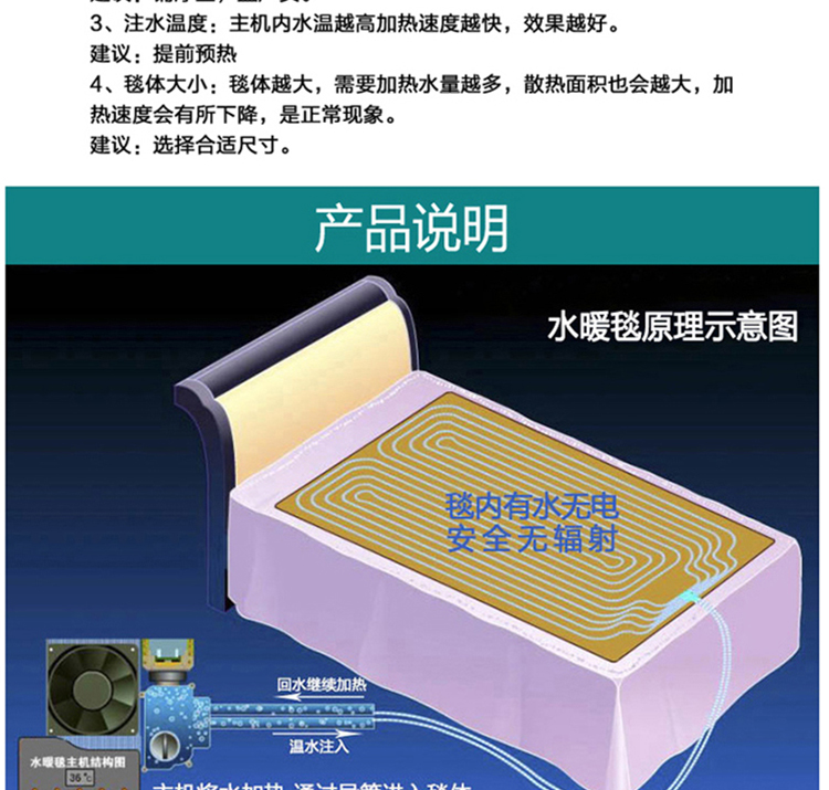 环鼎 智能无辐射 电热毯恒温水暖毯  孕婴可用 安全静无极调温水循环水褥子绒面 NCR三人绒1.5*1.8m暂时无货