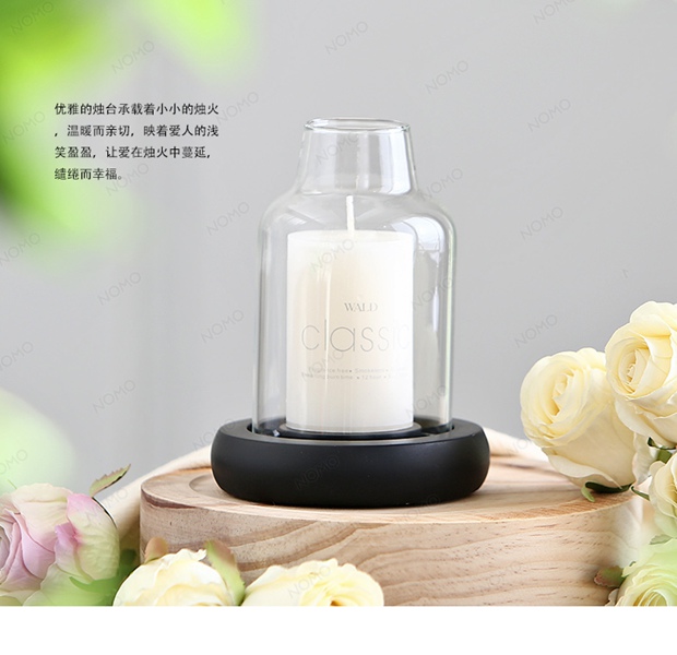
                                        北欧国度 NOMO 现代简约玻璃烛台摆件 烛光晚餐婚庆道具玻璃罩子摆设 纯色中号套装                