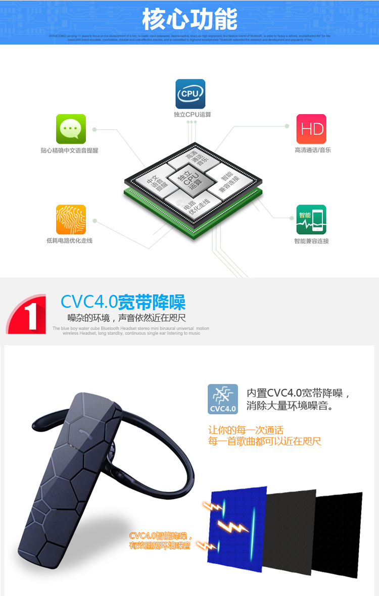 
                                        蓝孩 水立方 蓝牙耳机立体声挂耳式音乐通用耳机 白色                