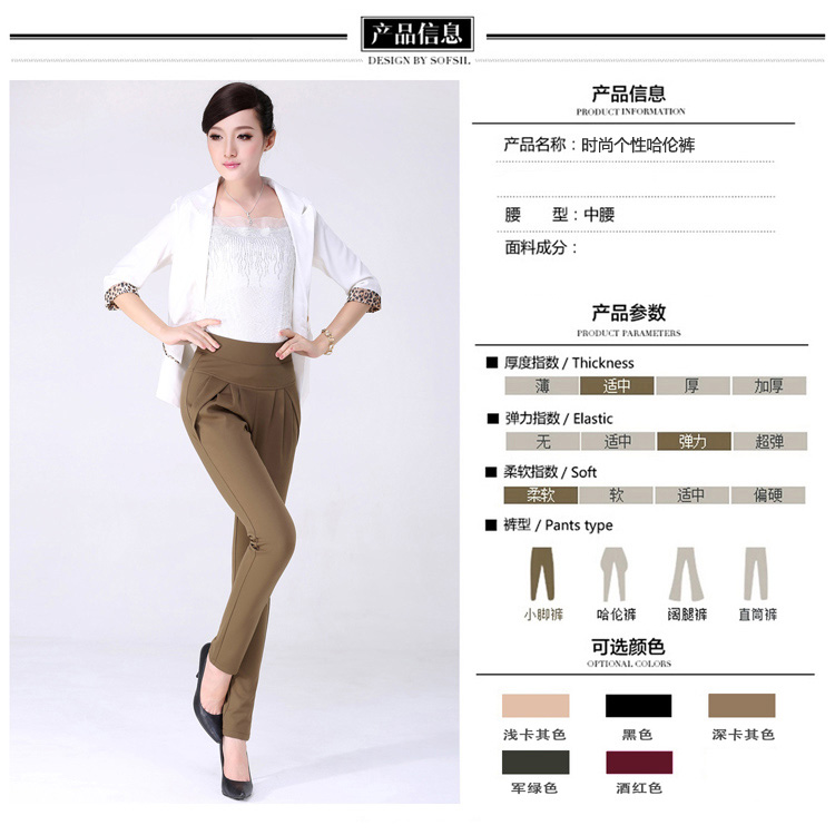 
                                        服装城限时秒杀 哈伦裤女休闲裤小脚裤 2019春季新款修身显瘦大码长裤中腰女裤子 秋款不加绒 XL                