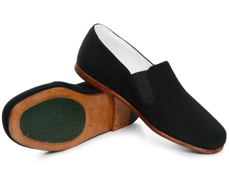 内联升男鞋牛皮镶芯底礼巾舌春秋 时尚休闲老北京手工布鞋 7109a 黑色