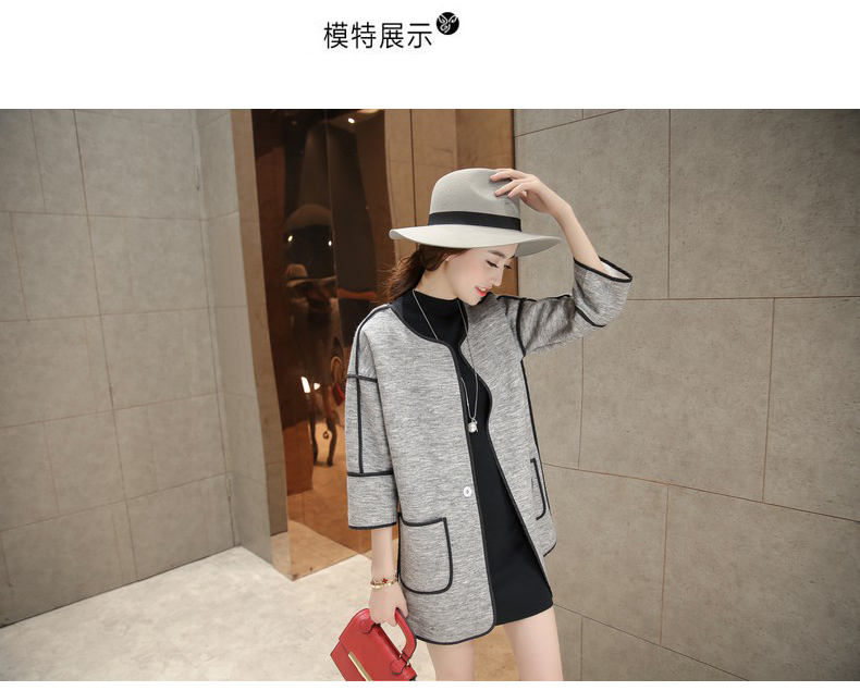 绮秋风衣女装外套春秋2015新款大码女装宽松款大码女装短外套上衣 米白色 L建议105-116斤体重穿