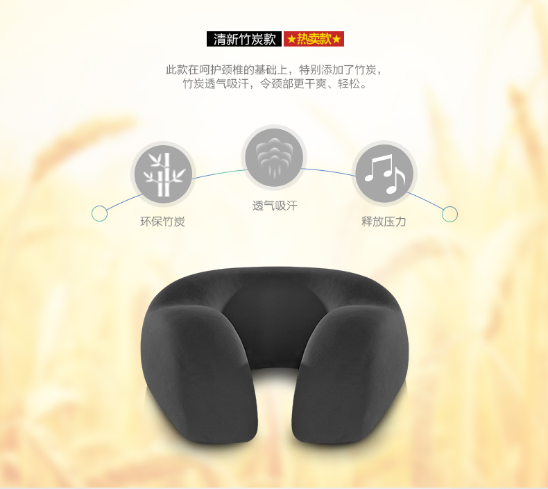 佳奥记忆棉U型枕头护颈枕颈椎U形旅行飞机头枕护脖子汽车午睡颈枕 轻盈护颈款 藏青