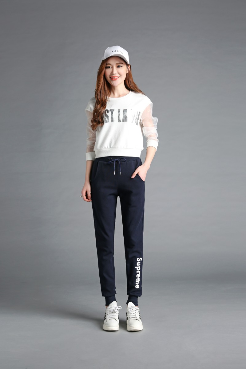 薄款缩口运动裤女2018新款夏棉质薄透气韩版宽松束口小脚学生裤子原宿