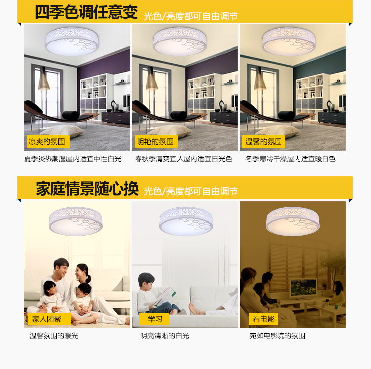 白浪金爵  圆形LED吸顶灯卧室创意温馨浪漫灯具 现代简约书房大气客厅灯饰 白光 大号
