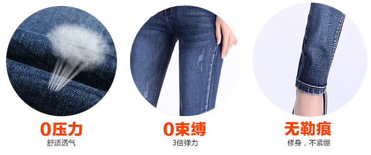 汇美特加绒牛仔裤女小脚裤加厚修身弹力显瘦铅笔裤女款大码长裤子 蓝灰色(加绒款) 28(2尺1)