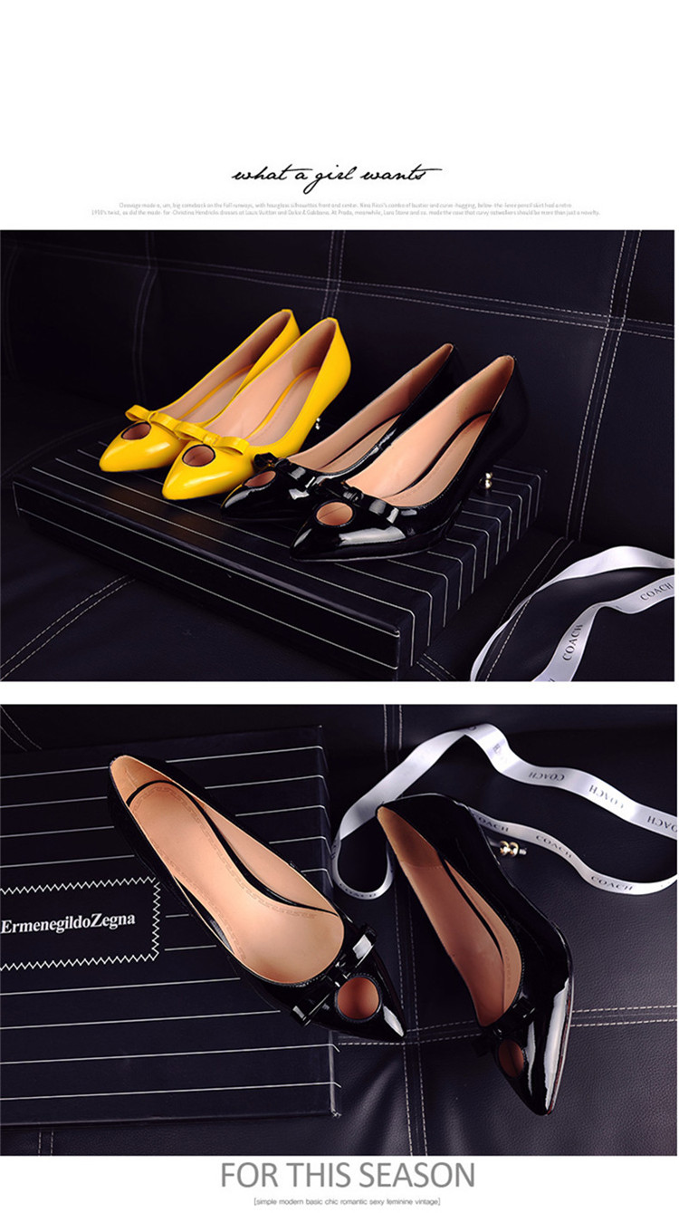 气质淑女尖头细高跟鞋牛漆皮糖果色百搭女式单鞋浅口女鞋子 黑色 37