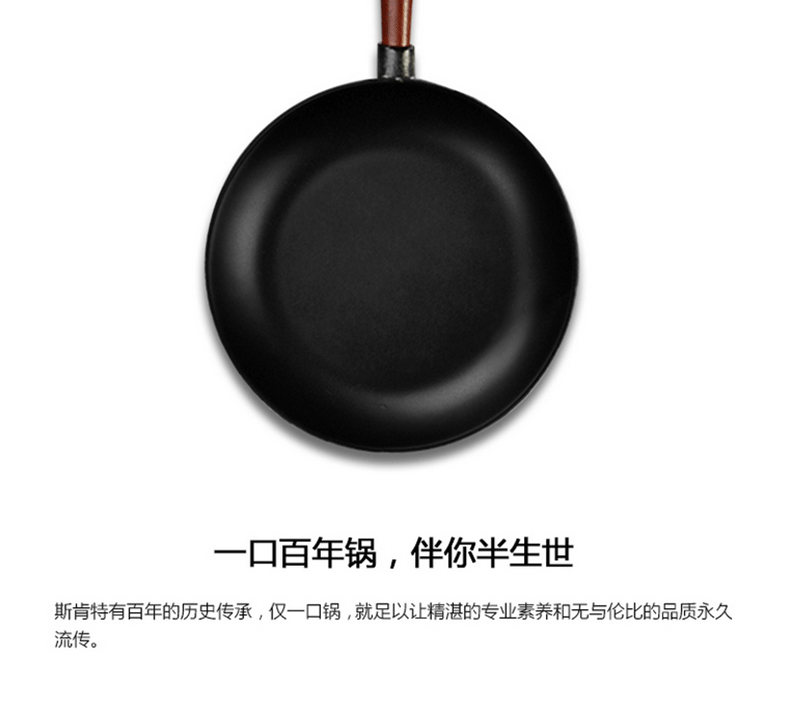 
                                        【瑞典进口】斯肯特 炒锅铸铁锅 无涂层物理不粘锅无油烟锅 平底炒菜锅具32CM                