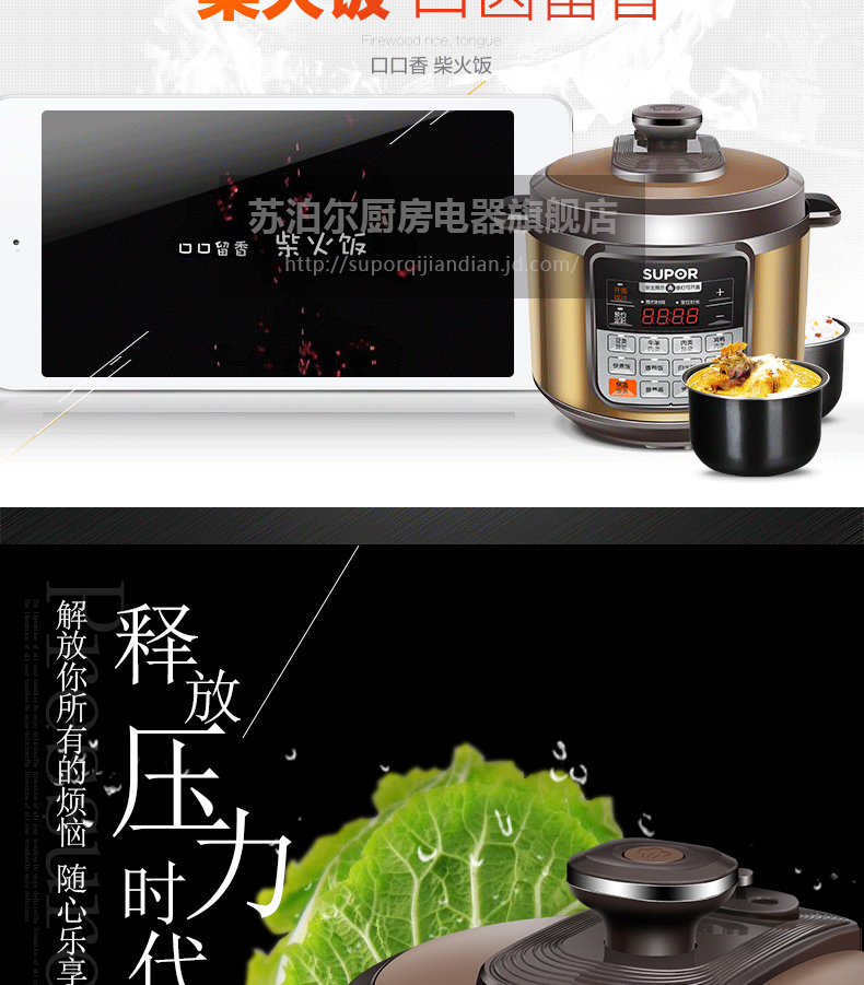 苏泊尔（SUPOR）CYSB60YCW10D-110电压力锅双胆6L高压锅 压力煲 