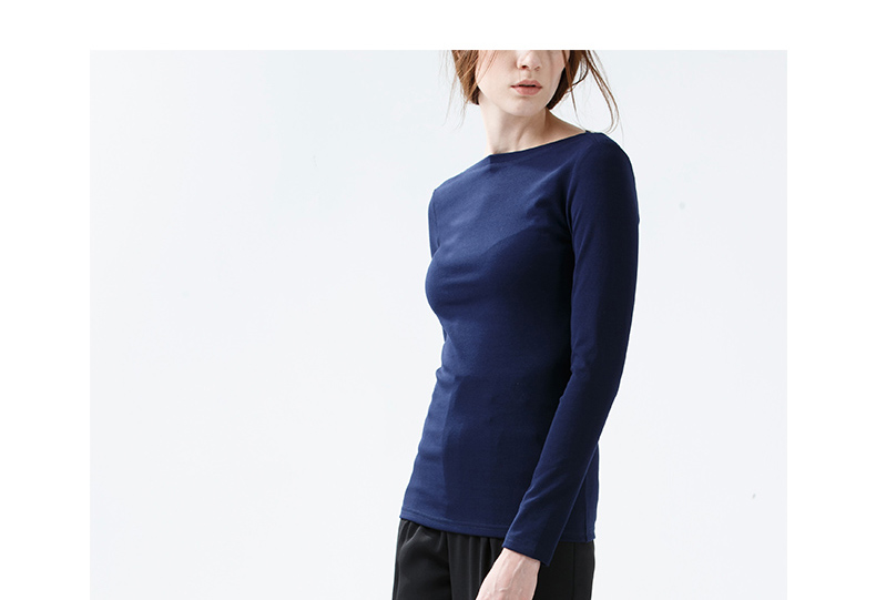 
                                        CANVAUS 棉纯色长袖T恤女一字领黑色春修身大码打底衫F132A 黑色 XXL                