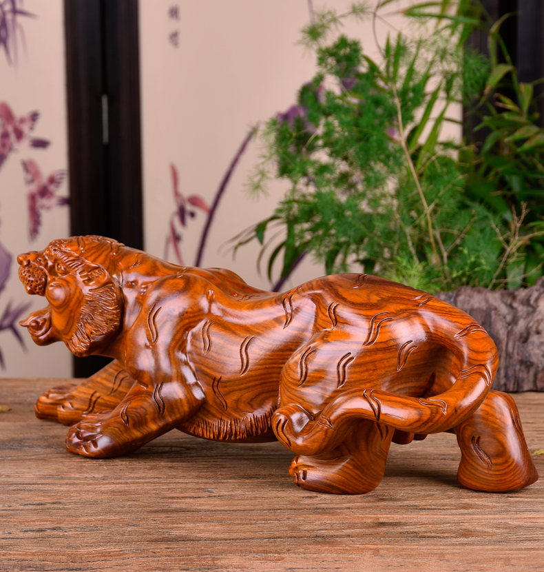 木之醉花梨木雕老虎摆件十二生肖老虎红木办公室虎虎生威家居雕刻礼品