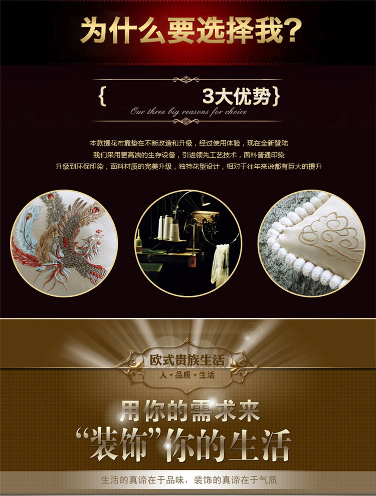 
                                        蔓柯   提花花边欧式抱枕靠垫刺绣抱枕 时尚沙发腰靠垫 家居装饰品 宫廷提花1号 45cm*45cm                